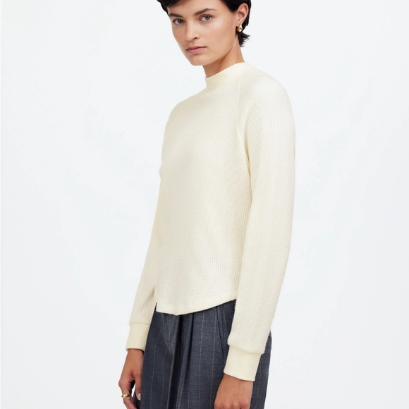 Madewell winter white Waffle-Knit Long-Sleeve Crewneck Tee - Picture 2 of 4